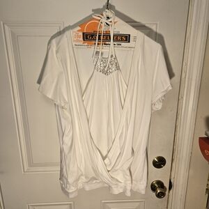 Stretch Vintage Halter Top / Wrap Shirt Size 22/24 Cotton Sequens Unique